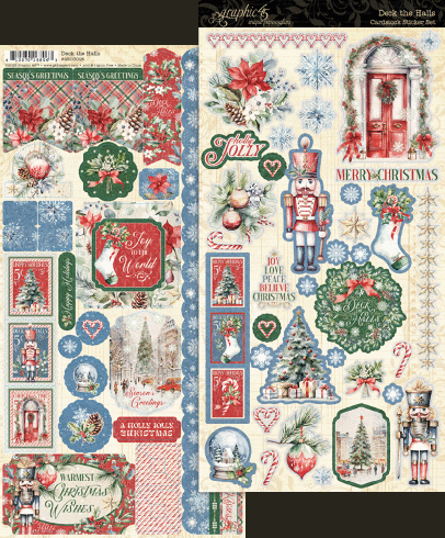 Graphic 45 - Aufkleber "Deck the Halls" Sticker