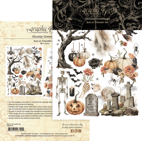 Graphic 45 - Transfer Aufkleber "Ghostly Greetings" Rub-On