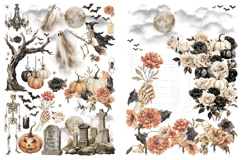 Graphic 45 - Transfer Aufkleber "Ghostly Greetings" Rub-On