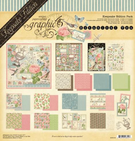 Graphic 45 - Designpapier "Botanical Tea Keepsake" Deluxe Collectors Edition 12x12 Inch - 24 Bogen