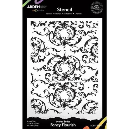 Arden Creative Studio - Schablone 6x8 Inch "Fancy Flourish" Stencil