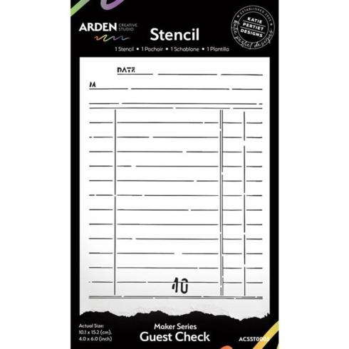 Arden Creative Studio - Schablone 4x6 Inch "Guest Check" Stencil