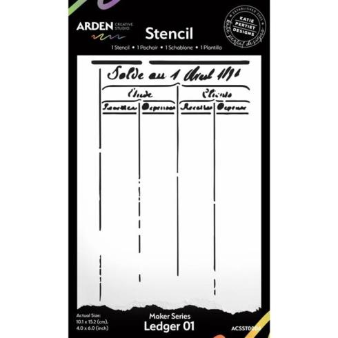 Arden Creative Studio - Schablone 4x6 Inch "Ledger 01" Stencil