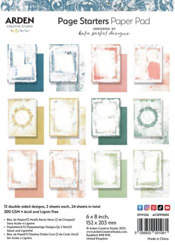 Arden Creative Studio - Designpapier "Page Starters" Paper Pack 6x8 Inch - 12 Bogen