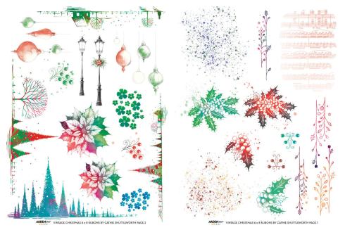 Arden Creative Studio - Transfer Aufkleber "Vintage Christmas" Rub-On Transfer Set