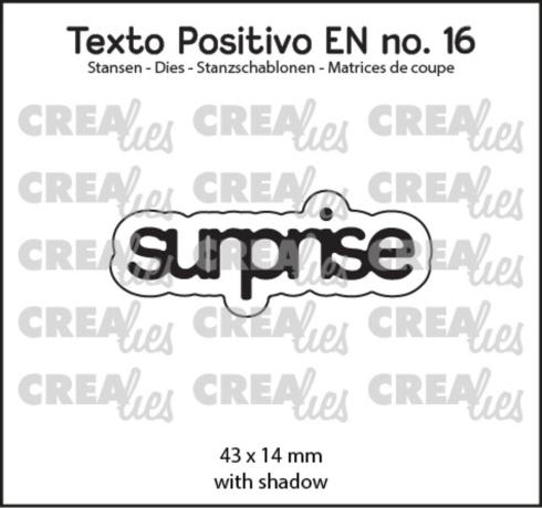 Crealies - Stanzschablone "No. 16 Surprise" Texto Positivo Dies
