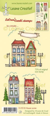 Leane Creatief - Stempelset "House Scene" LeCrea Combi Clear Stamps