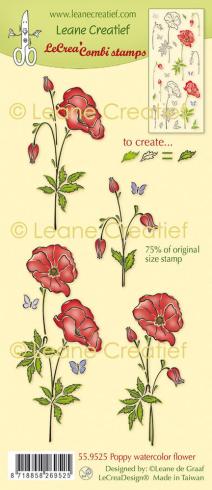 Leane Creatief - Stempelset "Poppy Watercolor Flowers" LeCrea Combi Clear Stamps