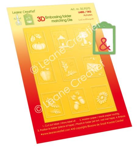 Leane Creatief - Prägefolder & Stanzschablone "Tags Labels Autumn" 3D Embossing Folder & Dies