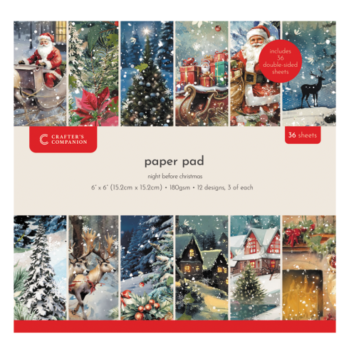 Crafters Companion - Designpapier "The Night Before Christmas" Paper Pack 6x6 Inch - 36 Bogen