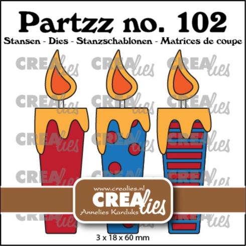 Crealies - Stanzschablone "No. 102 3 Candles" Partzz Dies