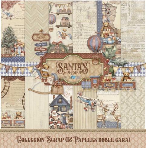 Papers For You - Designpapier "Santa's Workshop" Scrap Paper Pack 30,5 x 32 cm - 12 Bogen