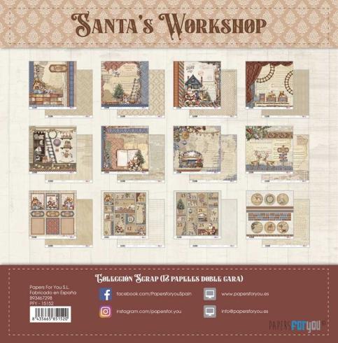 Papers For You - Designpapier "Santa's Workshop" Scrap Paper Pack 30,5 x 32 cm - 12 Bogen