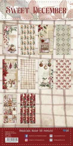 Papers For You - Designpapier "Sweet December" Scrap Paper Pack 6x12 Inch - 10 Bogen 