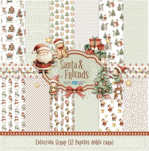 Papers For You - Designpapier "Santa & Friends" Scrap Paper Pack 30,5 x 32 cm - 12 Bogen