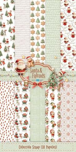 Papers For You - Designpapier "Santa & Friends" Scrap Paper Pack 6x12 Inch - 10 Bogen 