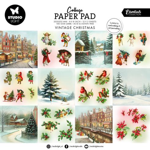 Studio Light - Designpapier "Vintage Christmas" Collage Paper Pad 8x8 Inch - 24 Bogen