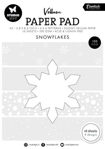 Studio Light - Pergamentpapier "Snowflakes" Vellum Paper Pad 5,8x8,3 Inch - 16 Bogen