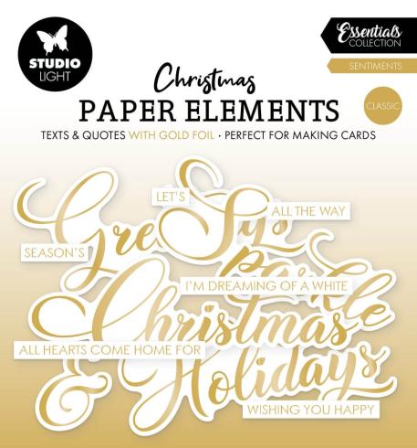 Studio Light - Stanzteile "Christmas Classic Gold" Paper Elements Sentiments Foil 