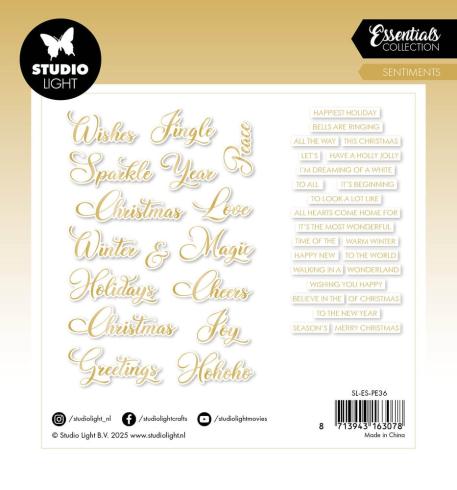 Studio Light - Stanzteile "Christmas Classic Gold" Paper Elements Sentiments Foil 