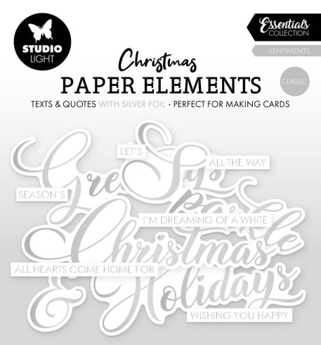 Studio Light - Stanzteile "Classic Silver Christmas" Paper Elements Sentiments Foil 