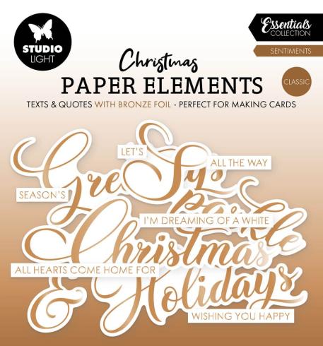 Studio Light - Stanzteile "Classic Bronze Christmas" Paper Elements Sentiments Foil 