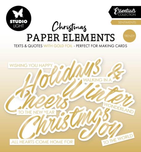 Studio Light - Stanzteile "Trendy Gold Christmas" Paper Elements Sentiments Foil 