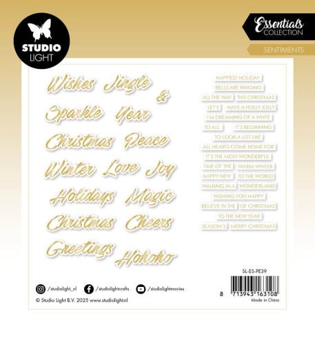 Studio Light - Stanzteile "Trendy Gold Christmas" Paper Elements Sentiments Foil 