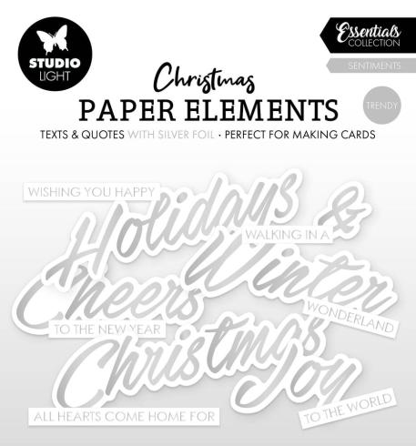 Studio Light - Stanzteile "Trendy Silver Christmas" Paper Elements Sentiments Foil 