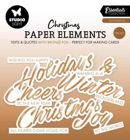 Studio Light - Stanzteile "Trendy Bronze Christmas" Paper Elements Sentiments Foil 