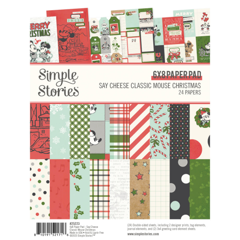Simple Stories - Designpapier "Say Cheese Classic Mouse Christmas" Paper Pack 6x8 Inch - 24 Bogen