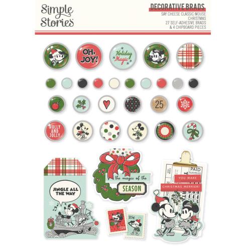 Simple Stories - Decorative Brads "Say Cheese Classic Mouse Christmas" 