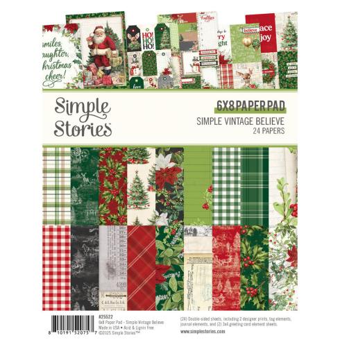 Simple Stories - Designpapier "Simple Vintage Believe" Paper Pack 6x8 Inch - 24 Bogen