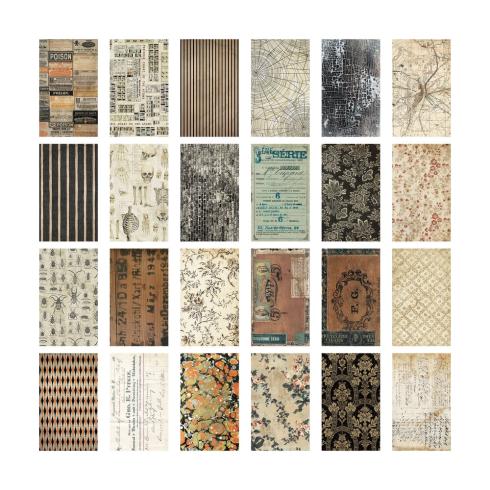 Tim Holtz - Idea Ology - Designpapier "Backdrops Halloween" Paper Pack 6x10 Inch - 24 Bogen 