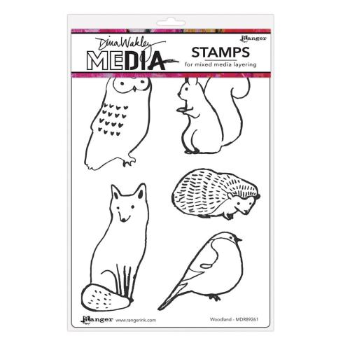 Ranger - Stempelset by Dina Wakley "Woodland" Media Cling Stamp 