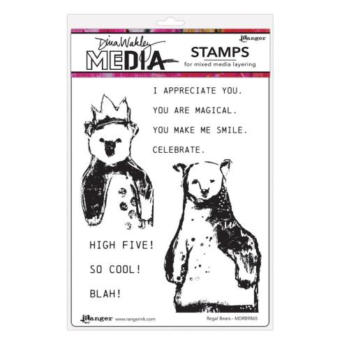 Ranger - Stempelset by Dina Wakley "Regal Bears" Media Cling Stamp 