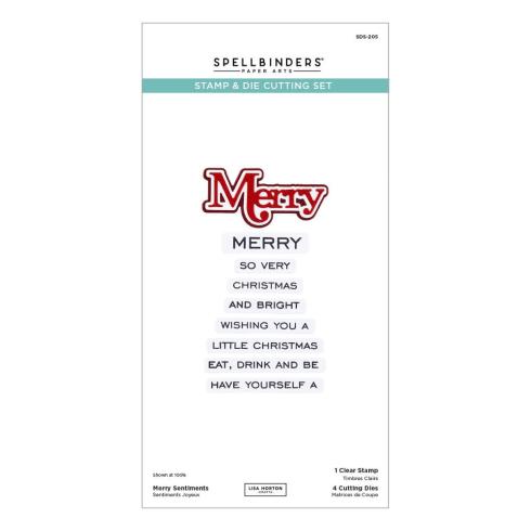 Spellbinders - Stempelset & Stanzschablone "Merry Sentiments" Clear Stamps & Dies