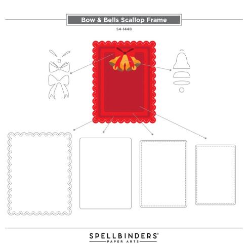 Spellbinders - Stanzschablone "Bow & Bell Scallop Frame" Dies