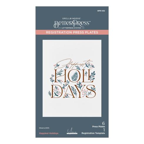 Spellbinders - Buchdrucktechnik "Happiest Holidays" BetterPress Plate