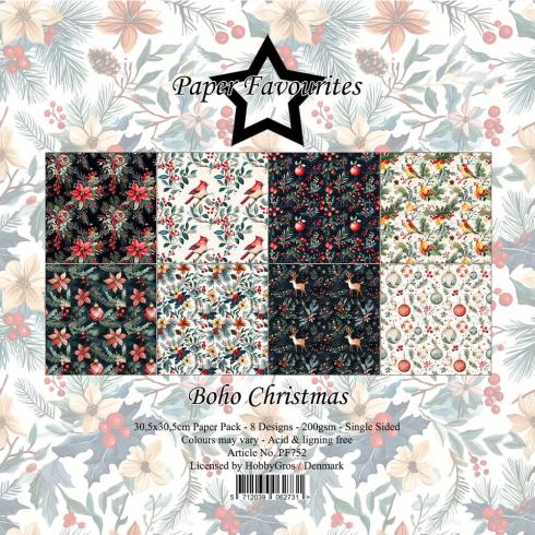 Paper Favourites - Designpapier "Boho Christmas" Paper Pack 12x12 Inch 8 Bogen