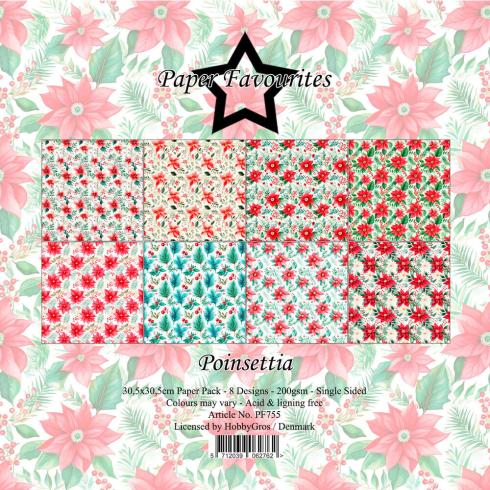 Paper Favourites - Designpapier "Poinsettia" Paper Pack 12x12 Inch 8 Bogen