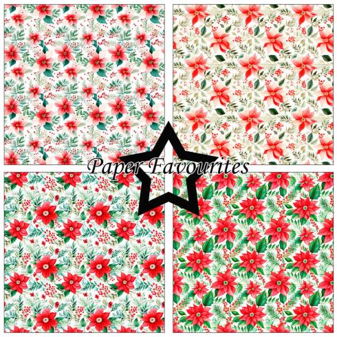 Paper Favourites - Designpapier "Poinsettia" Paper Pack 12x12 Inch 8 Bogen