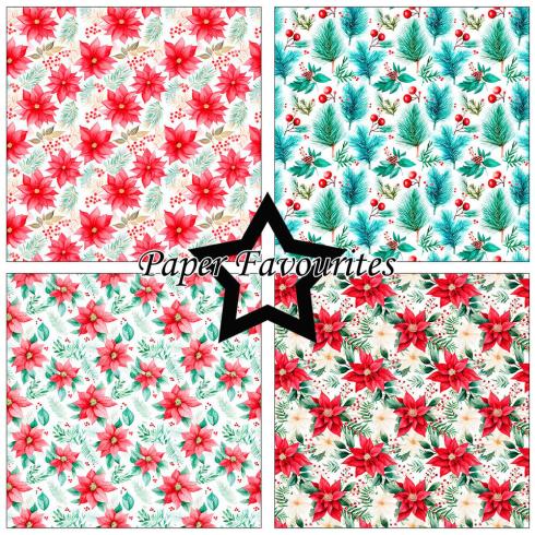 Paper Favourites - Designpapier "Poinsettia" Paper Pack 12x12 Inch 8 Bogen
