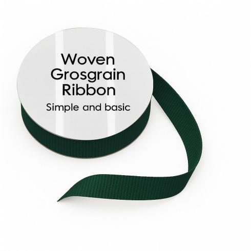 Simple and Basic - Schleifenband "Dark Green" Woven Grosgrain Ribbon 10m