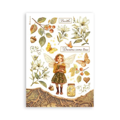 Stamperia - Washi Papier "Whispering Woods" Washi Pad 14,8x21cm - 8 Bogen
