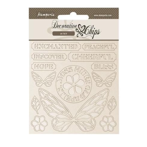 Stamperia - Holzteile 14x14 cm "Butterfly" Decorative Chips