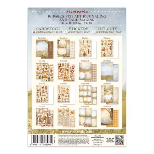 Stamperia - Papier, Aufkleber & Stanzteile "Whispering Woods" Junk Journal Backgrounds,Stickers,Cut-Outs