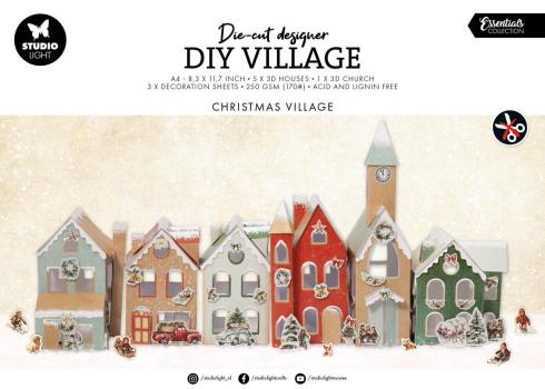 Studio Light - Weihnachtsdorf Bastelset "Christmas Village" Die Cut DIY Village - 12 Bogen