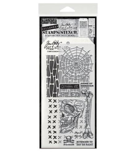 Stampers Anonymous - Stempelset & Schablone "Anatomy" Clear Stamp & Stencil Design by Tim Holtz