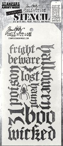 Stampers Anonymous - Schablone "Halloween Script" Layering Stencil Design by Tim Holtz